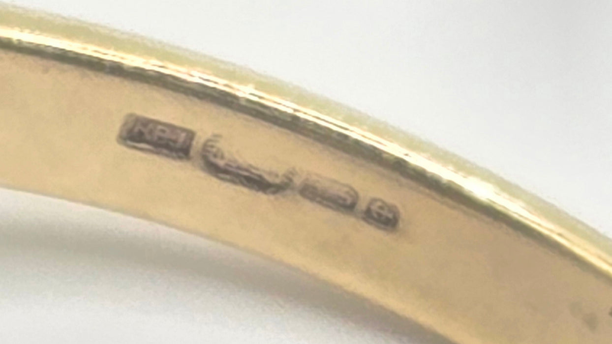Vintage: 9ct Yellow Gold Art Deco Sapphire & Diamond Geometric Panel Ring