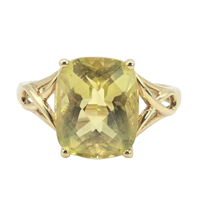 Vintage: 9ct Yellow Gold Cushion Citrine Solitaire Ring