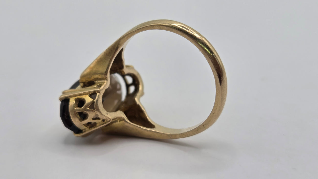 Vintage: 9ct Yellow Gold Smokey Quartz Solitaire Ring — From 1989