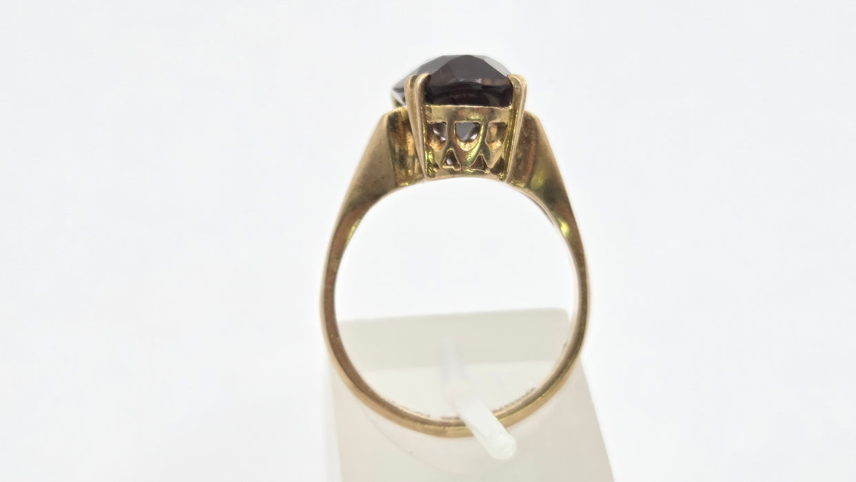 Vintage: 9ct Yellow Gold Smokey Quartz Solitaire Ring — From 1989