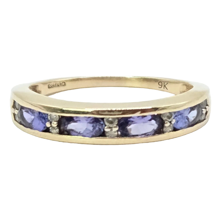 Vintage: 9ct Yellow Gold Tanzanite & Diamond Stacker Ring