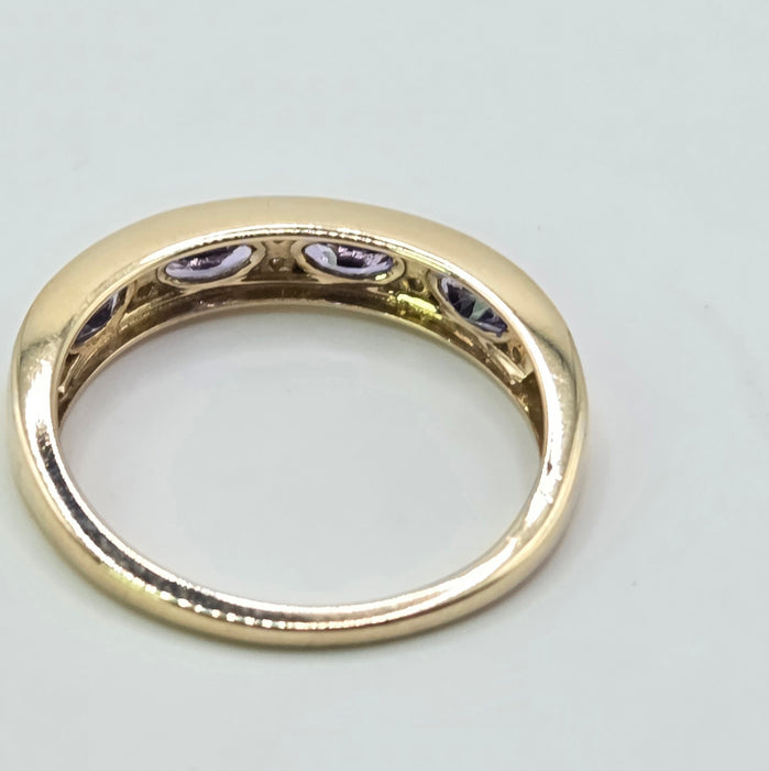 Vintage: 9ct Yellow Gold Tanzanite & Diamond Stacker Ring