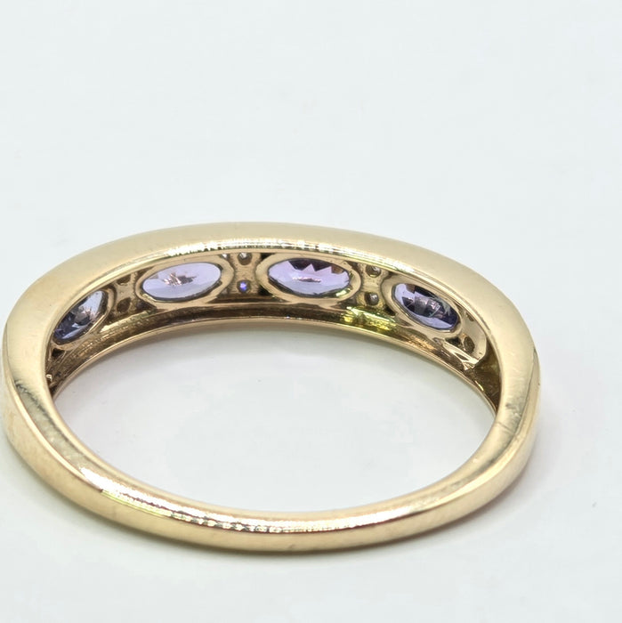 Vintage: 9ct Yellow Gold Tanzanite & Diamond Stacker Ring