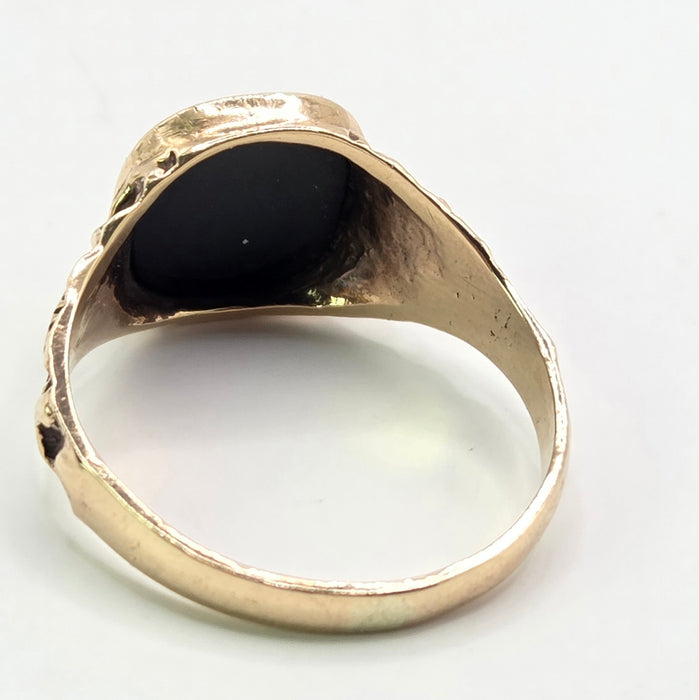 Vintage: 9ct Yellow Gold Black Onyx Masonic Signet Ring — From 1986