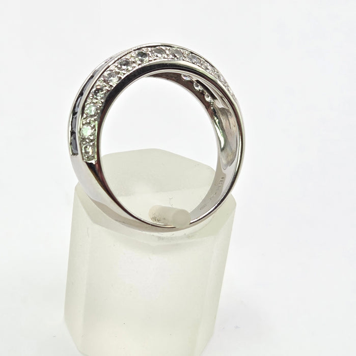 Vintage: 18ct White Gold Three Row Sapphire & Diamond Ring — 0.52ct