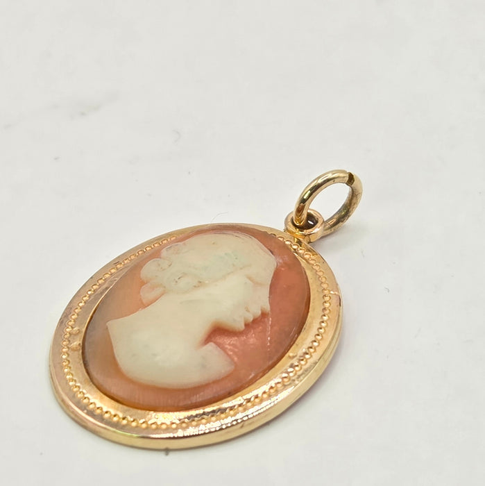 Vintage: 9ct Yellow Gold Carved Shell Cameo Pendant — From 1971