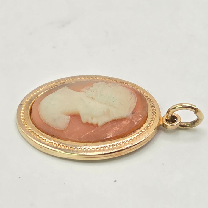 Vintage: 9ct Yellow Gold Carved Shell Cameo Pendant — From 1971