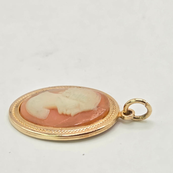 Vintage: 9ct Yellow Gold Carved Shell Cameo Pendant — From 1971
