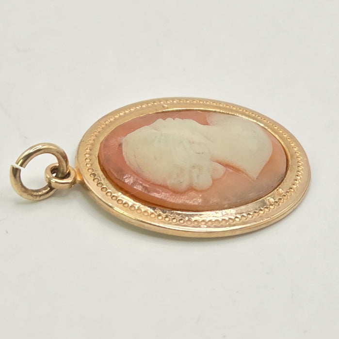 Vintage: 9ct Yellow Gold Carved Shell Cameo Pendant — From 1971