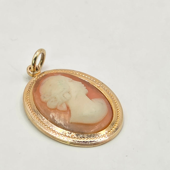 Vintage: 9ct Yellow Gold Carved Shell Cameo Pendant — From 1971