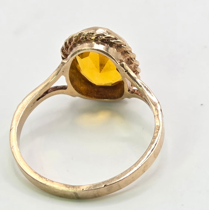 Vintage: 9ct Yellow Gold Citrine Solitaire Ring — From 1973