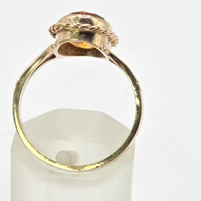 Vintage: 9ct Yellow Gold Citrine Solitaire Ring — From 1973