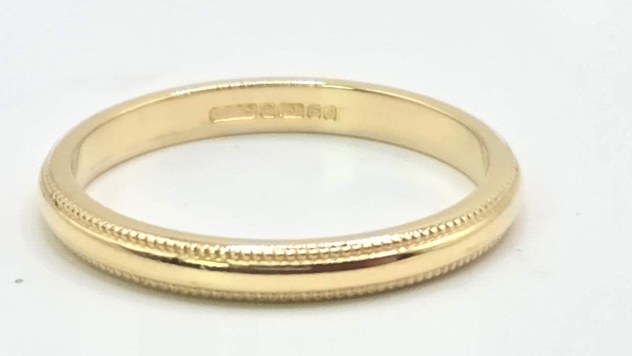 Vintage: 18ct Yellow Gold Milgrain-Edge Wedding Band — From 1992