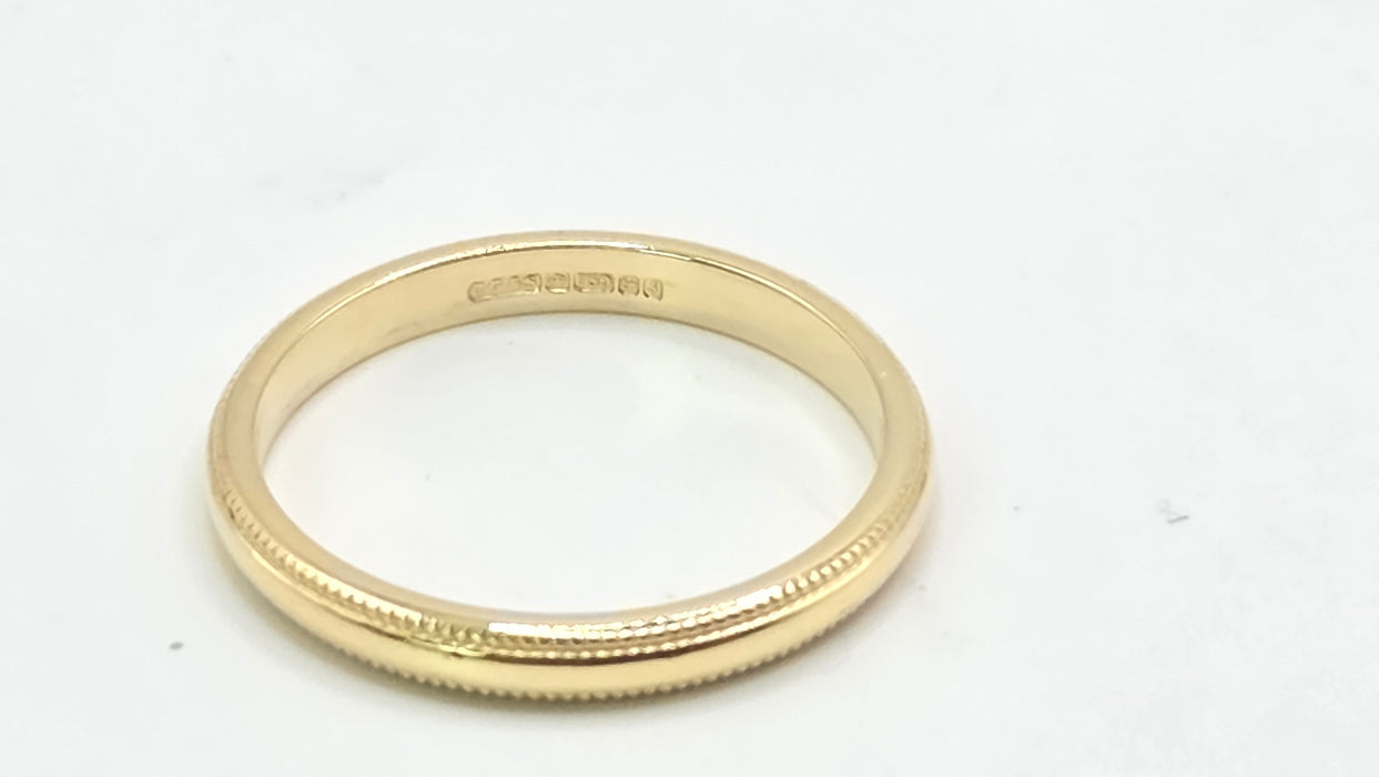Vintage: 18ct Yellow Gold Milgrain-Edge Wedding Band — From 1992