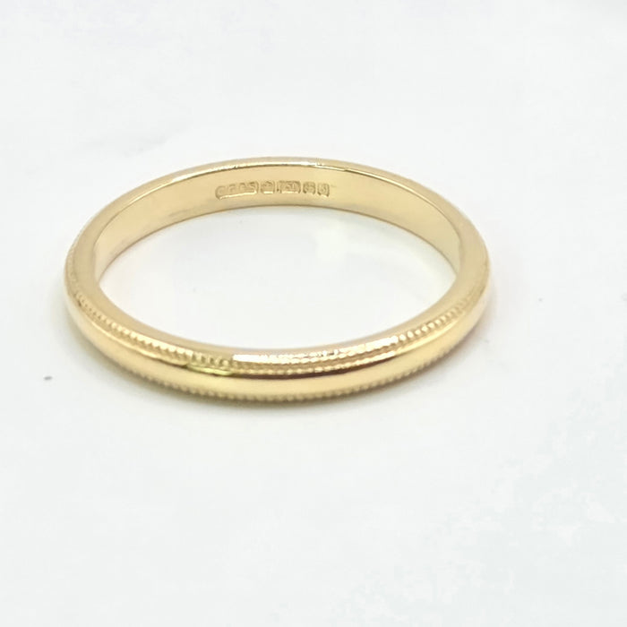 Vintage: 18ct Yellow Gold Milgrain-Edge Wedding Band — From 1992