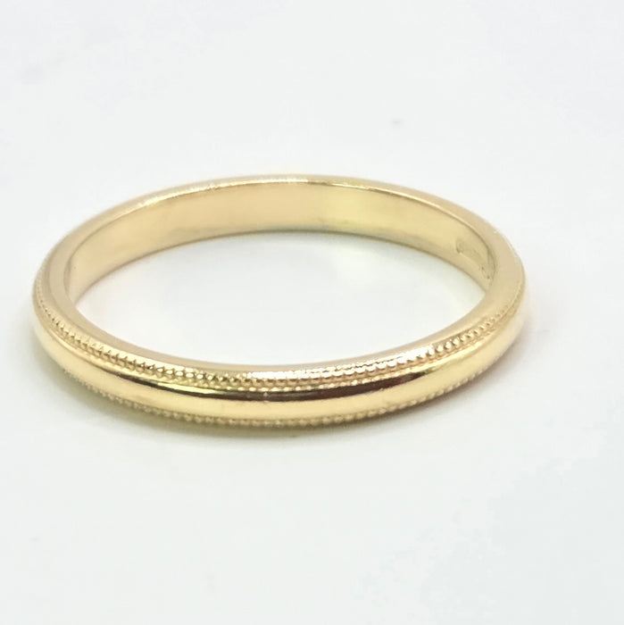 Vintage: 18ct Yellow Gold Milgrain-Edge Wedding Band — From 1992