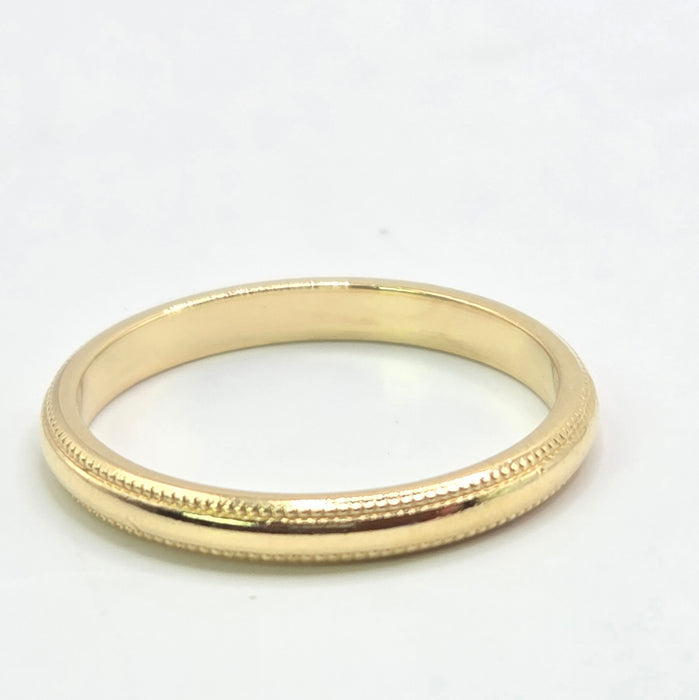 Vintage: 18ct Yellow Gold Milgrain-Edge Wedding Band — From 1992
