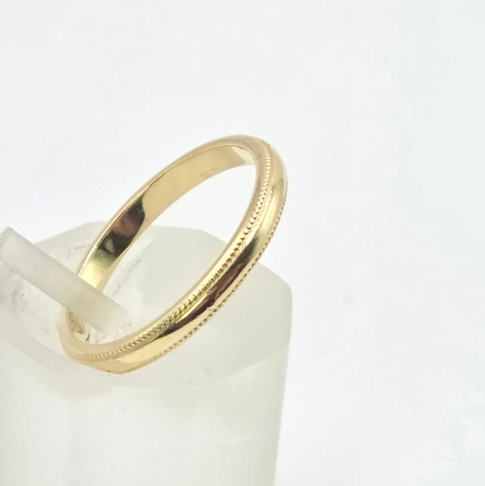 Vintage: 18ct Yellow Gold Milgrain-Edge Wedding Band — From 1992