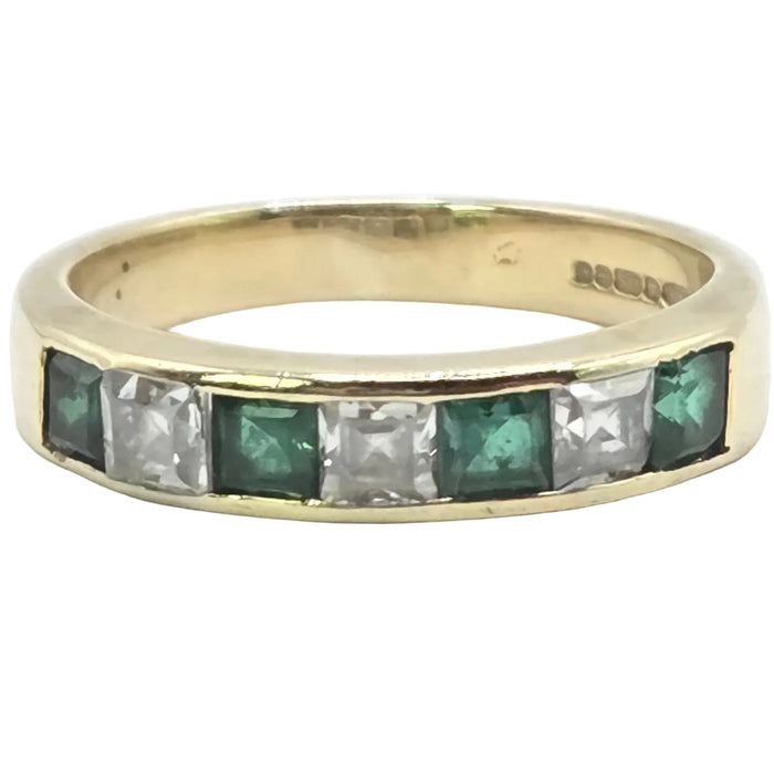 Vintage: 18ct Yellow Gold Emerald & Goshenite Stacker Ring — From 1991