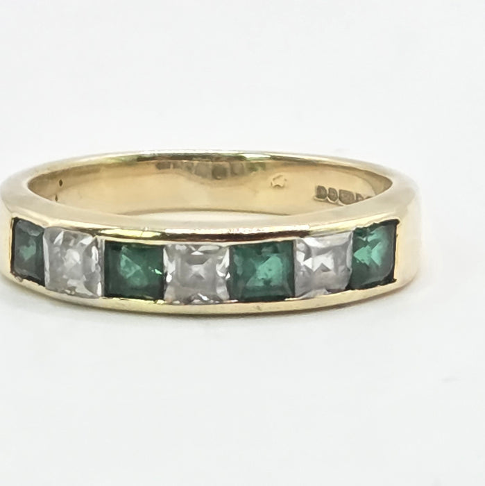 Vintage: 18ct Yellow Gold Emerald & Goshenite Stacker Ring — From 1991