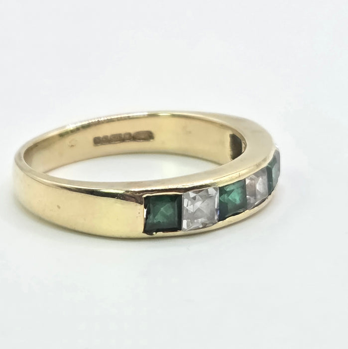 Vintage: 18ct Yellow Gold Emerald & Goshenite Stacker Ring — From 1991