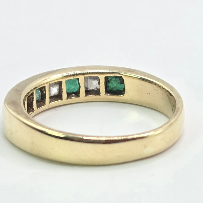 Vintage: 18ct Yellow Gold Emerald & Goshenite Stacker Ring — From 1991