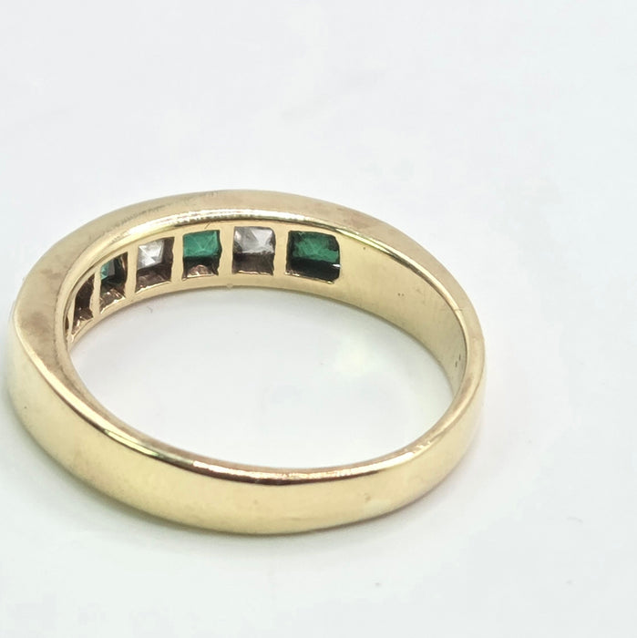 Vintage: 18ct Yellow Gold Emerald & Goshenite Stacker Ring — From 1991