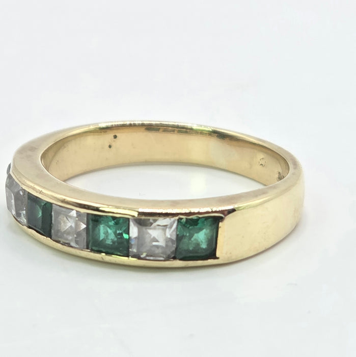 Vintage: 18ct Yellow Gold Emerald & Goshenite Stacker Ring — From 1991