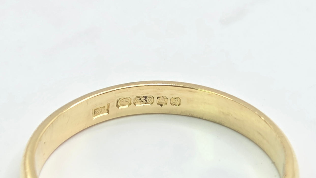 Vintage: 18ct Yellow Gold D-Profile Wedding Band — From 1980