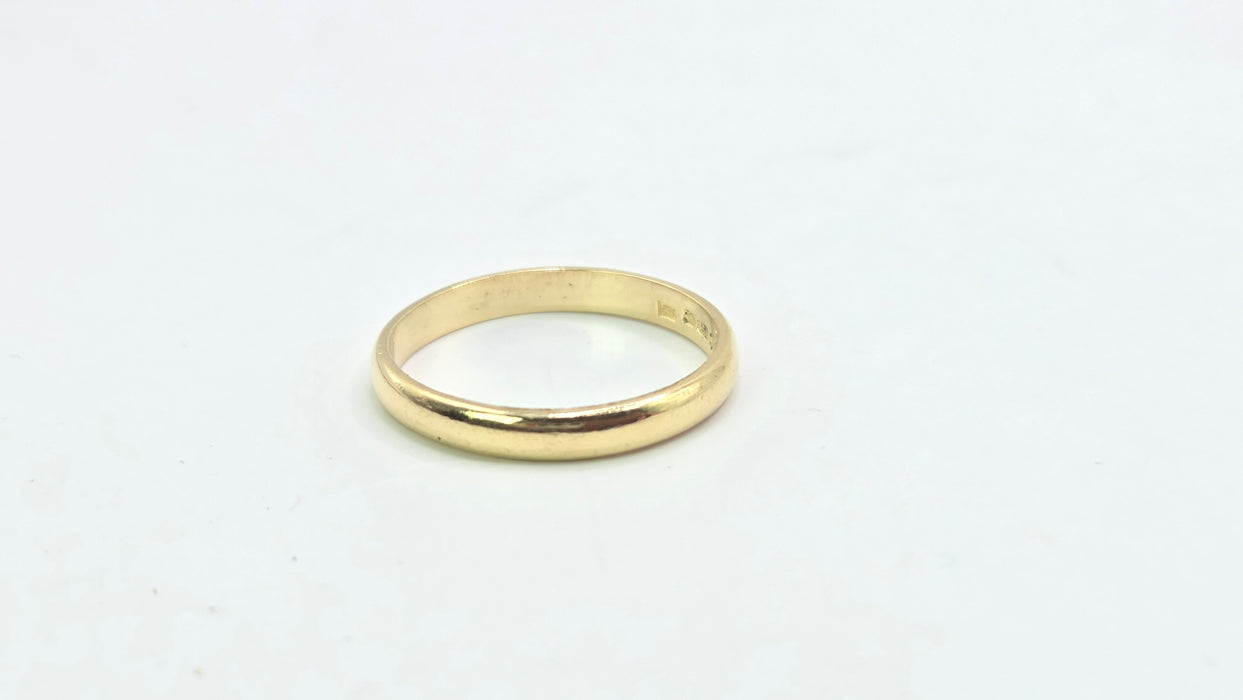 Vintage: 18ct Yellow Gold D-Profile Wedding Band — From 1980