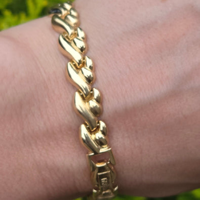 Vintage: 14ct Yellow Gold Italian Leaf-Link Bracelet