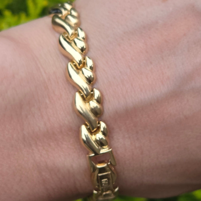 Vintage: 14ct Yellow Gold Italian Leaf-Link Bracelet