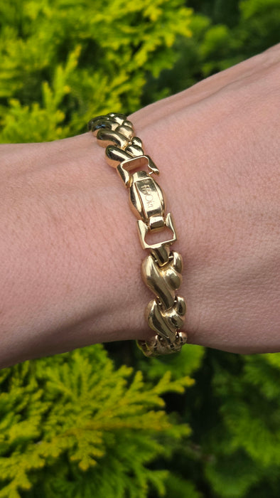 Vintage: 14ct Yellow Gold Italian Leaf-Link Bracelet