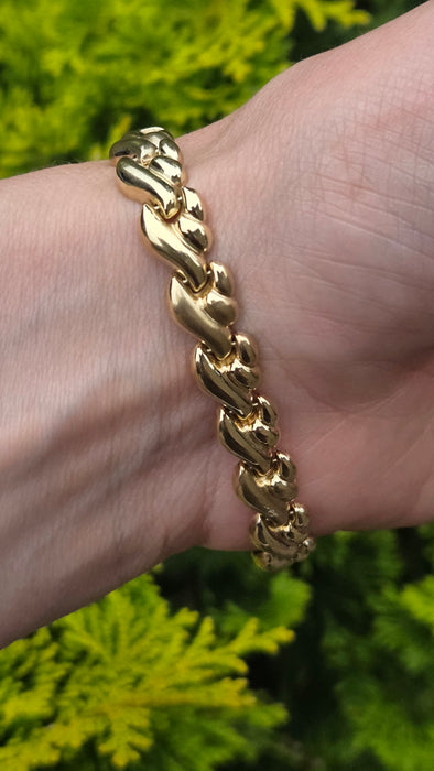 Vintage: 14ct Yellow Gold Italian Leaf-Link Bracelet