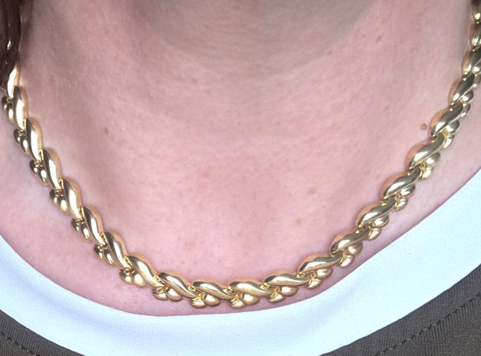 Vintage: 14ct Yellow Gold Italian Leaf-Link Necklace by Favori