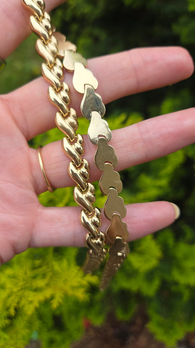 Vintage: 14ct Yellow Gold Italian Leaf-Link Necklace by Favori