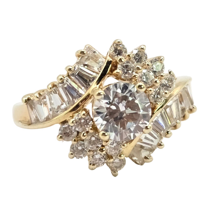 Vintage: 9ct Yellow Gold Goshenite Cluster Ring
