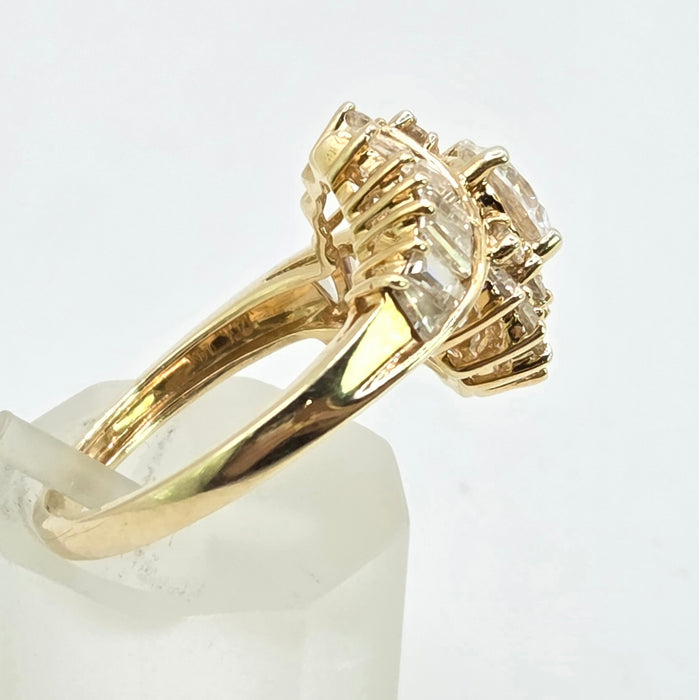 Vintage: 9ct Yellow Gold Goshenite Cluster Ring