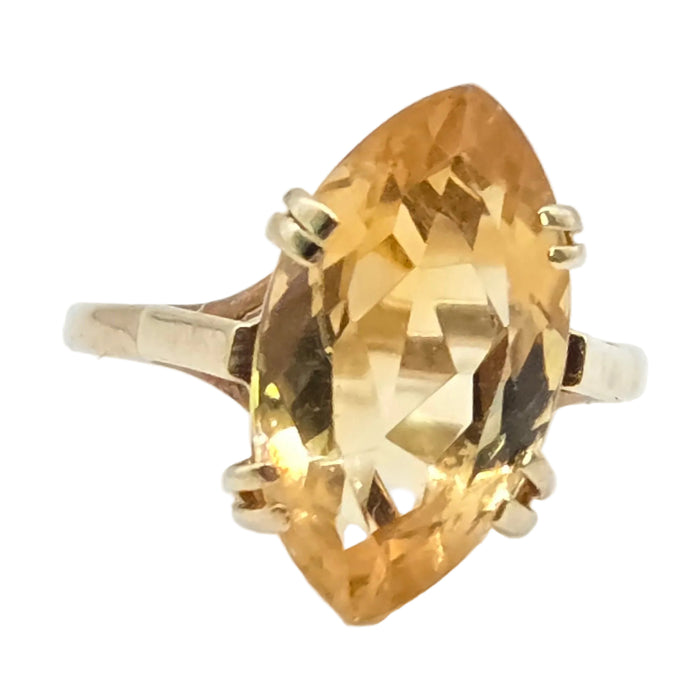 Vintage: 9ct Yellow Gold Yellow Topaz Solitaire Ring — From 1969