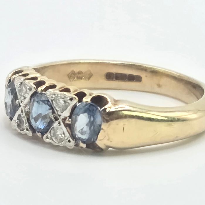 Vintage: 9ct Yellow Gold Sapphire & Diamond Ring — From 2000
