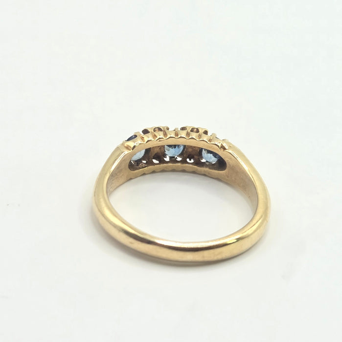 Vintage: 9ct Yellow Gold Sapphire & Diamond Ring — From 2000