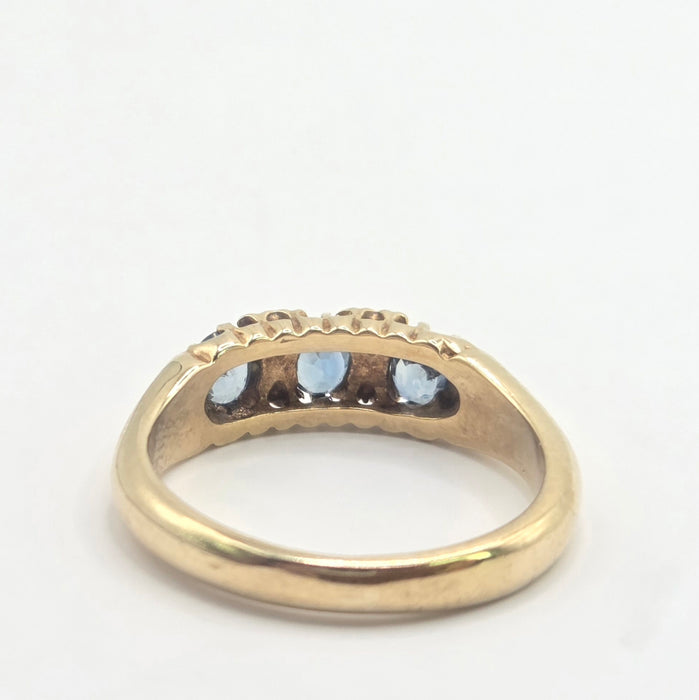 Vintage: 9ct Yellow Gold Sapphire & Diamond Ring — From 2000