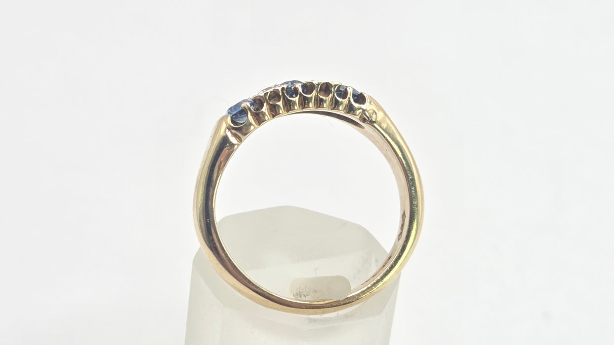 Vintage: 9ct Yellow Gold Sapphire & Diamond Ring — From 2000