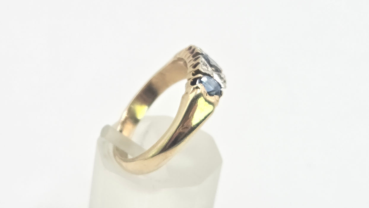Vintage: 9ct Yellow Gold Sapphire & Diamond Ring — From 2000
