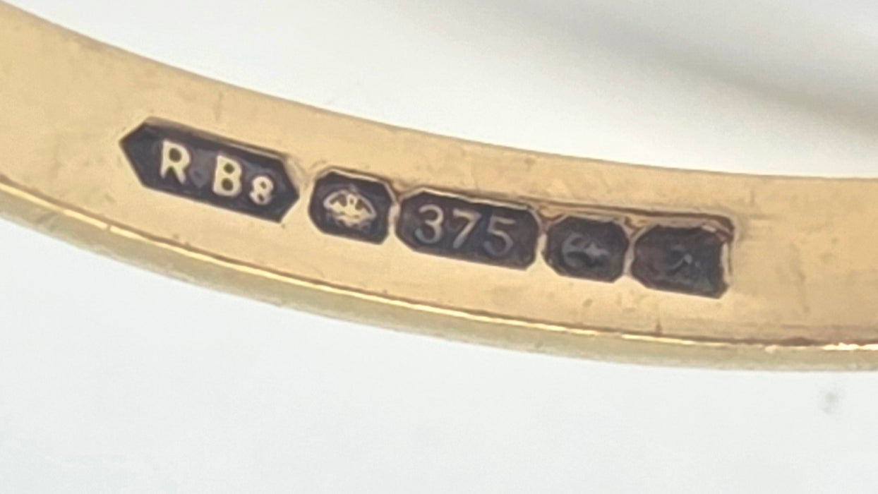 Vintage: 9ct Yellow Gold Garnet Solitaire Ring — From 1985