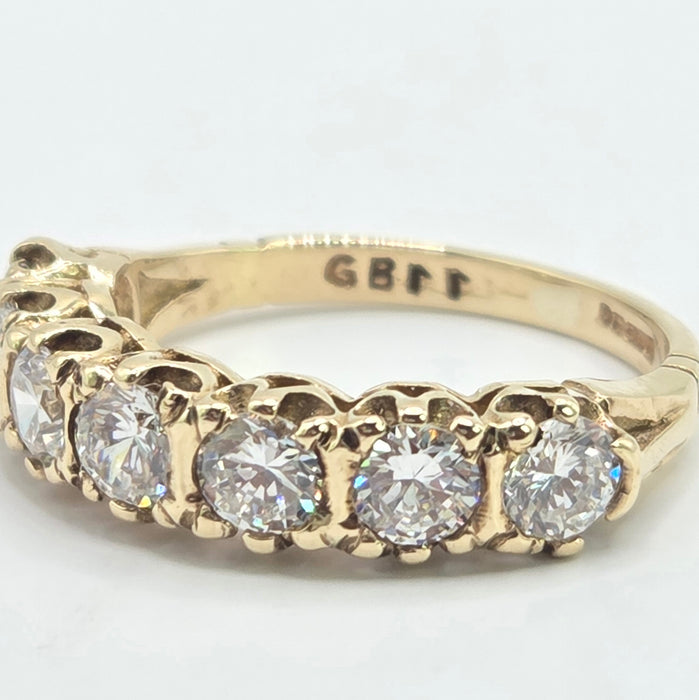 Vintage: 9ct Yellow Gold Simulated Diamond Stacker Ring — From 1981