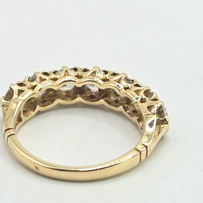 Vintage: 9ct Yellow Gold Simulated Diamond Stacker Ring — From 1981