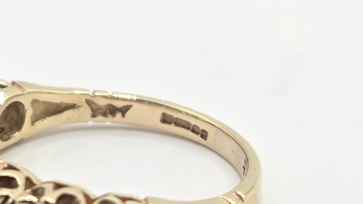 Vintage: 9ct Yellow Gold Simulated Diamond Stacker Ring — From 1981
