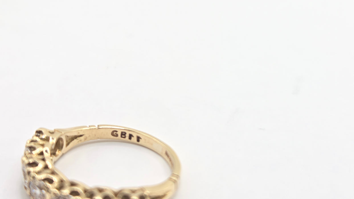 Vintage: 9ct Yellow Gold Simulated Diamond Stacker Ring — From 1981