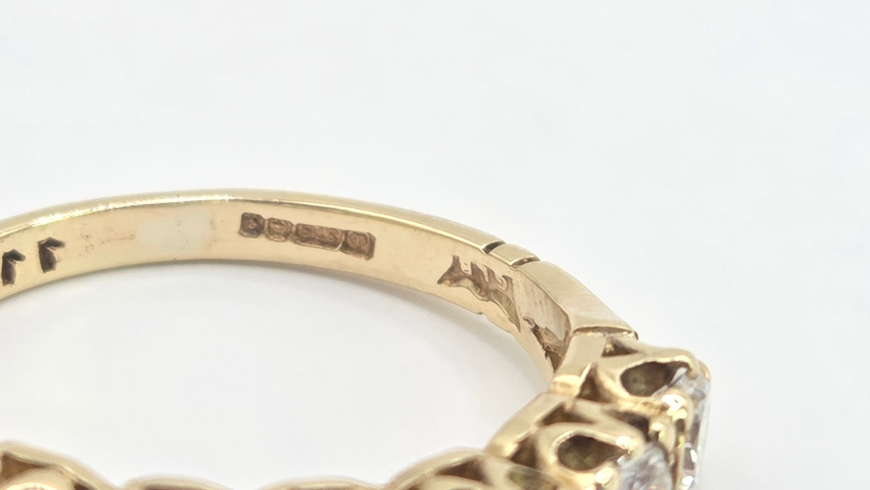 Vintage: 9ct Yellow Gold Simulated Diamond Stacker Ring — From 1981